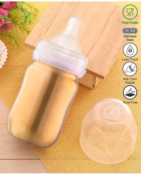 Babyhug Stainless Steel Feeding Bottle Golden - 200 ml