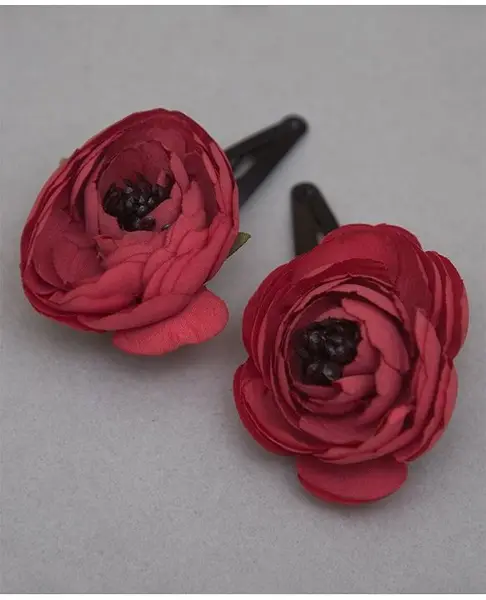 Tiny Closet Peony Flower Hair Clip - Red