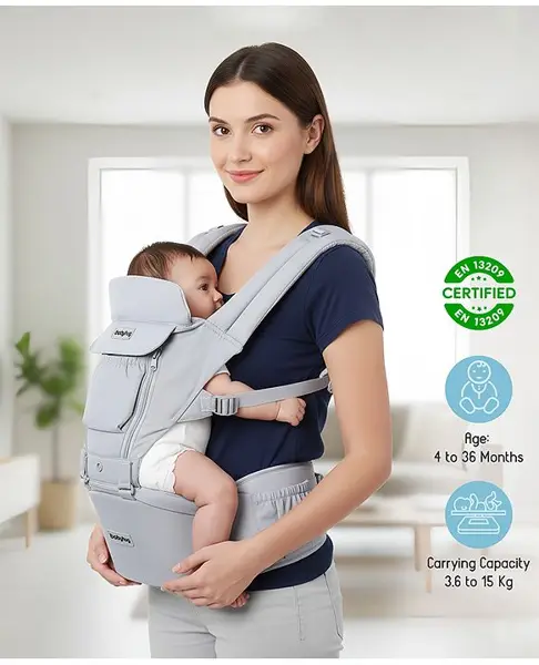 Babyhug Cherish 5-in-1 Hip Seat cum Baby Carrier - Dark Grey