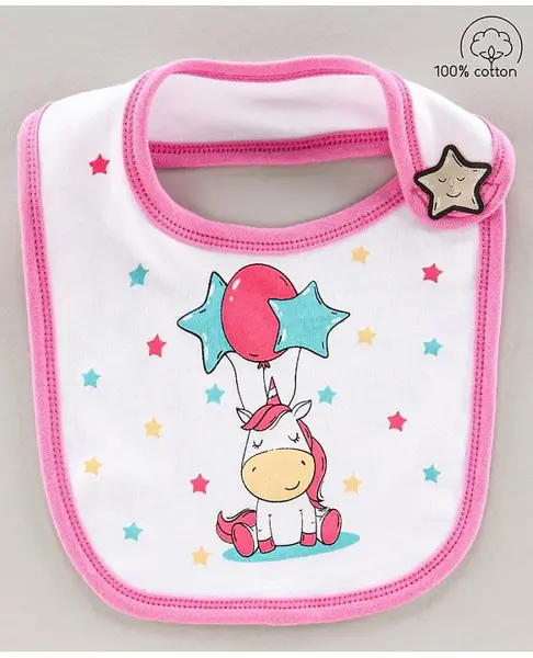 Babyhug Bib Velcro Closure Unicorn Print - Multicolor
