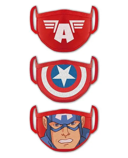 Babyhug 2 to 4 Years Washable & Reusable Knit Face Mask Captain America- Pack of 3