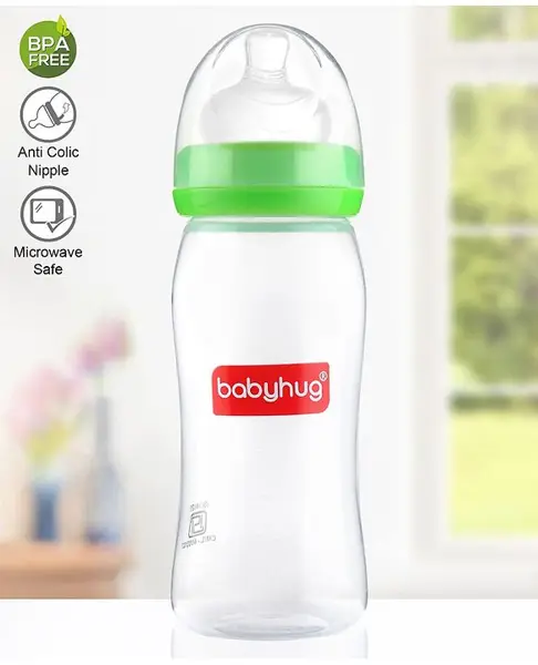 Babyhug Wide Neck Feeding Bottle Green - 250 ml