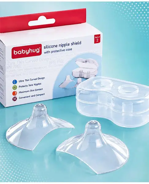 Babyhug Silicone Nipple Shield With Case - Pack of 2