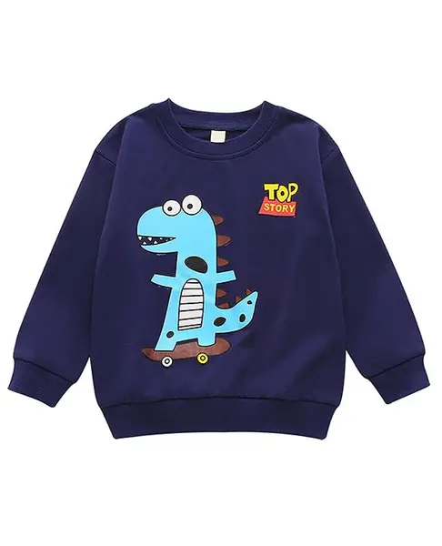 Kookie Kids Full Sleeves Tee Dino Print - Navy Blue
