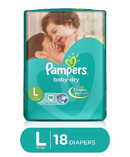 Pampers Taped Diapers Large (LG) 18 count