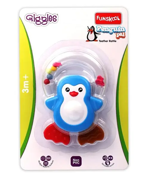 Giggles Penguin Pal Teether Rattle - Blue