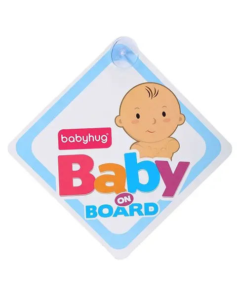 Baby On Board Sign With Suction Cup - Blue