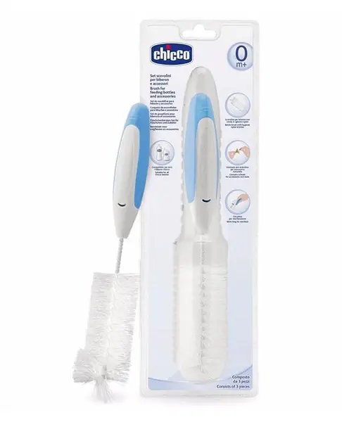 Chicco 3 In 1 Bottle Cleaning Brush - Blue & White