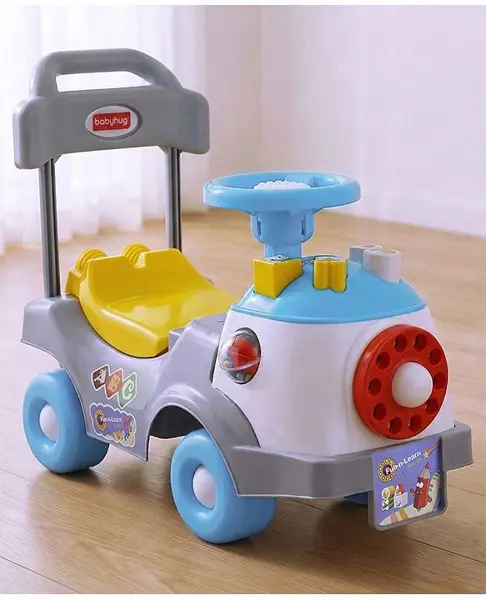 Babyhug Fun N Learn Ride-On With Storage Space & High Backrest - Yellow And Blue