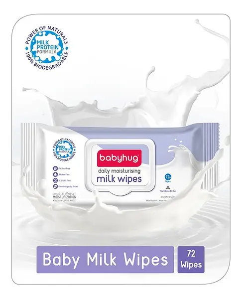 Babyhug 98% Water Daily Moisturising Milk Baby Wet Wipes - 72 Pieces