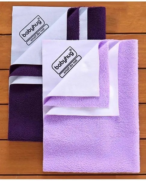 Babyhug Smart Dry Bed Protector Sheet Pack of 2 Medium - Purple Violet