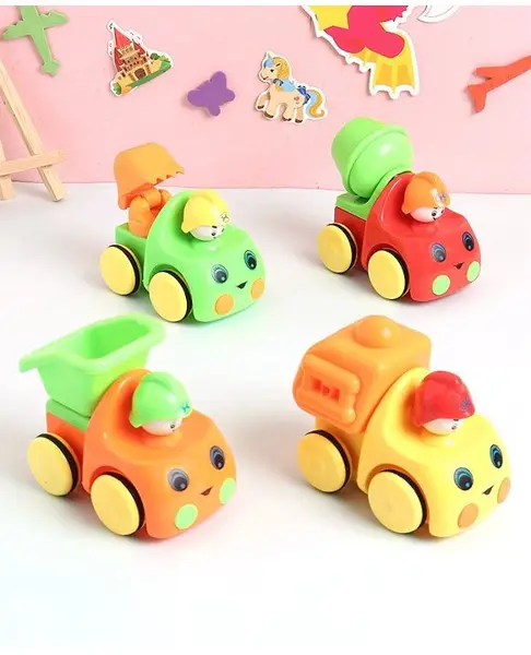 Friction Powered Vehicle Set of 4 (Color & Design May Vary)