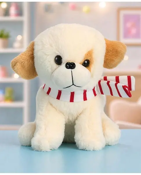 Babyhug Baby Puppy Soft Toy Cream - Height 22 cm