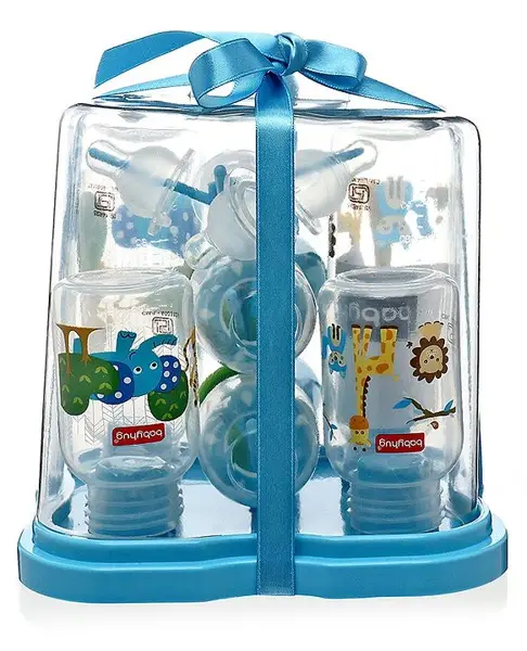 Babyhug Feeding Bottle Pack of 4 With Drying Rack Blue - 2 x 125 ml 2 x 250 ml