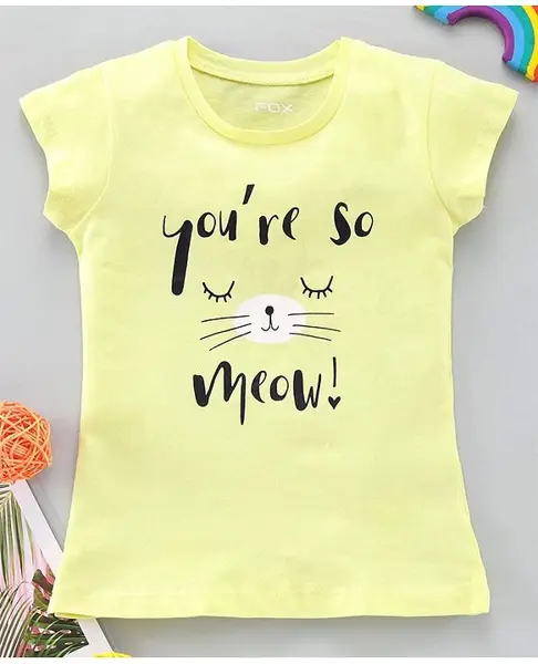Fox Baby Short Sleeves Tee Text Print - Yellow