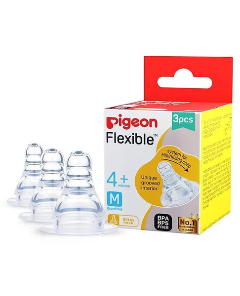 Pigeon Peristaltic Medium Size Nipple Pack of 3 - White