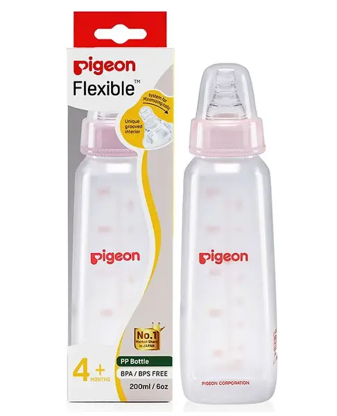 Pigeon Peristaltic Feeding Bottle Nipple Size Medium Pink - 200 ml