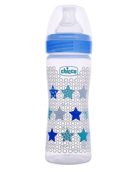 Chicco Well-Being Medium Flow Feeding Bottle Blue - 250 ml