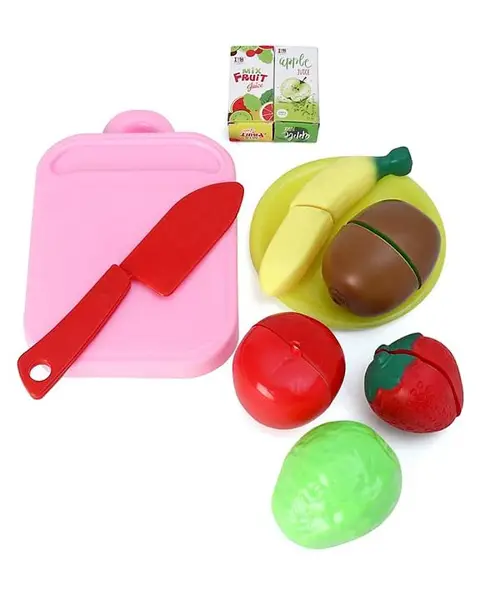 IToys Play Fruit Set with Knife and Tray - Color & Fruits May Vary)