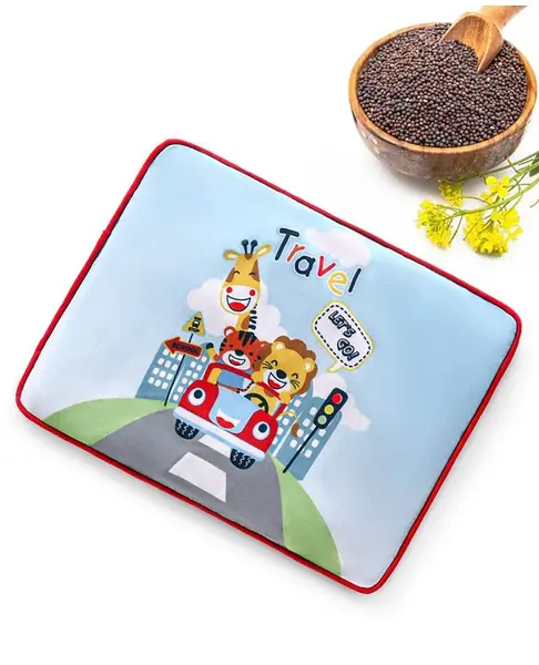 Babyhug Cotton Head Shaping Mustard Seeds/ Rai Pillow Travel Print - Multicolor