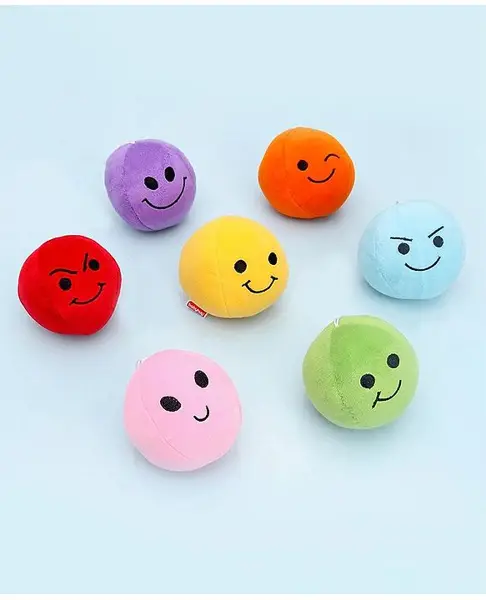 Babyhug Smiley Soft Toy Balls Pack of 7 - Multicolour (Color May Vary)