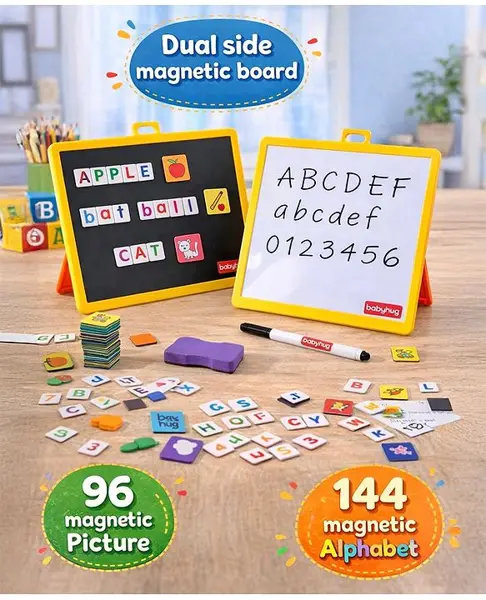 Babyhug Spell World Magnetic Learning Set - 96 Picture & 144 Alphabet Magnets