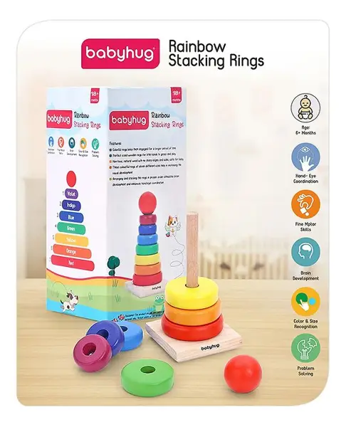 Babyhug Rainbow Stacking Rings Multicolour - 7 rings