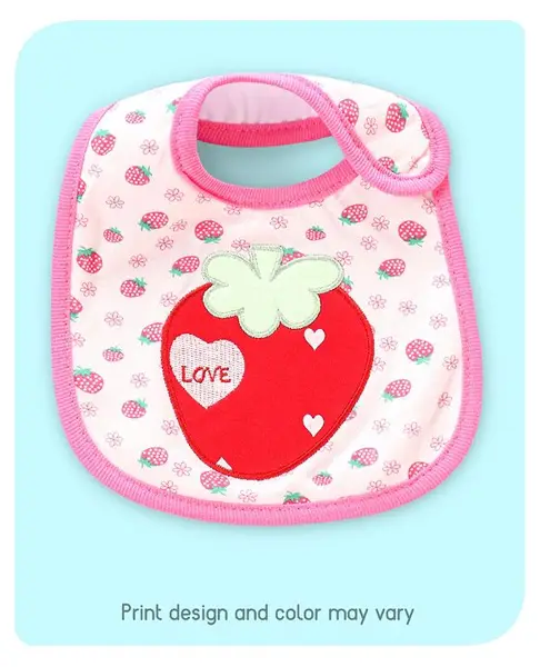 Babyhug Bib Strawberry Embroidery White And Pink (Print May Vary)